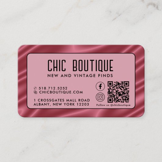 ピンクサテンQRコード報酬名刺 名刺 (正面)