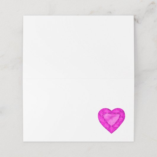 ピンクサファイアハートウォーターカラーゲスト座席表 プレイスカード (外部開封)