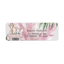 ピンクサファリアドベンチャーガールベビーシャワーアドレス