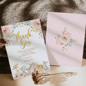 ピンクサファリアニマルズワイルドワンパーティーサンキューカード 招待状