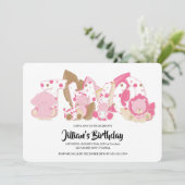 ピンクサファリアニマルズ2nd誕生日パーティの招待状 招待状 (スタンド正面)