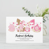 ピンクサファリアニマルズ3rd誕生日パーティの招待状 招待状 (スタンド正面)