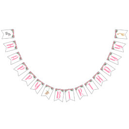 ピンクサファリアニマル誕生日 バンティングフラッグ