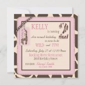 ピンクサファリキリン&カップケーキセカンド誕生日 招待状 (裏面)