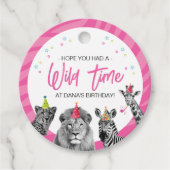 ピンクサファリジャングルすべての動物を呼び出す誕生日 フェイバータグ (正面)