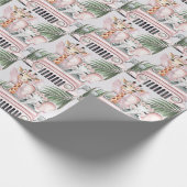 ピンクサファリジャングルアドベンチャーガールベビーシャワー ラッピングペーパー (角)