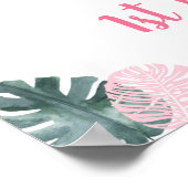 ピンクサファリジャングルパーティー動物誕生日歓迎 ポスター (角)