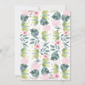 ピンクサファリジャングル動物の赤ちゃんシャワー 招待状 (裏面)