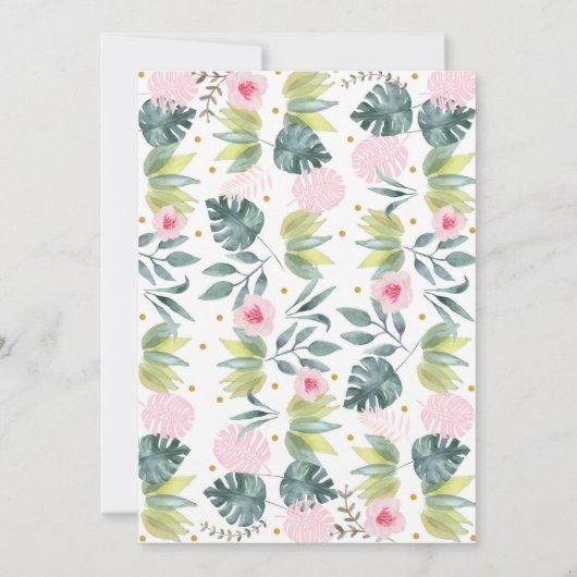 ピンクサファリジャングル動物の赤ちゃんシャワー 招待状 (裏面)