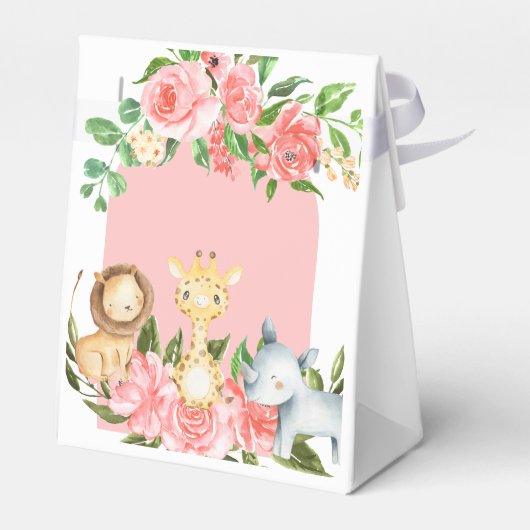 ピンクサファリテーマパーティーのお気に入りテントボックス フェイバーボックス (裏面サイド)