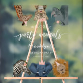 ピンクサファリテーマ誕生日パーティーウェルカムサイン アクリルサイン (ニュートラル)