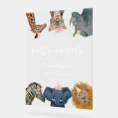 ピンクサファリテーマ誕生日パーティーウェルカムサイン アクリルサイン (傾斜)