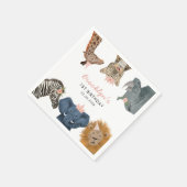 ピンクサファリテーマ誕生日パーティーキッズ スタンダードカクテルナプキン (角)