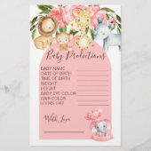 ピンクサファリテーマ赤ちゃんシャワー予測ゲーム (正面)