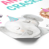 ピンクサファリパーティー動物の誕生日パーティーサイン フォトプリント (角)