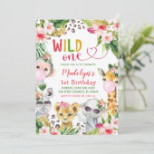 ピンクサファリワイルドワンガールバースデーパーティー 招待状 (スタンド正面)
