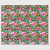 ピンクサファリ動物の毛皮のプリントパターンおもしろい ラッピングペーパー (フラット)