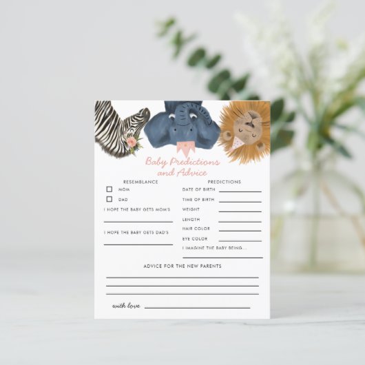 ピンクサファリ動物ベビー予測とアドバイスカード (スタンド正面)