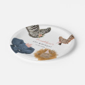 ピンクサファリ動物園の動物の誕生日パーティー ペーパープレート (アングル)