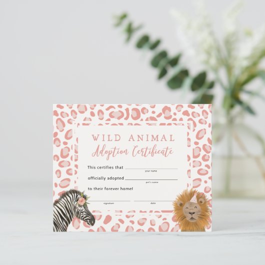 ピンクサファリ誕生日パーティーの採用証明書 (スタンド正面)