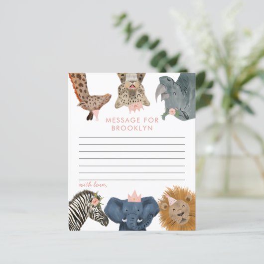 ピンクサファリ誕生日パーティータイムカプセルノートカード (スタンド正面)