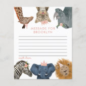 ピンクサファリ誕生日パーティータイムカプセルノートカード (正面)