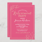 ピンクサプライズ退職パーティーズ 招待状 (正面/裏面)