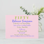 ピンクサプライズ50誕生日招待状 招待状 (スタンド正面)