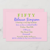 ピンクサプライズ50誕生日招待状 招待状 (正面/裏面)