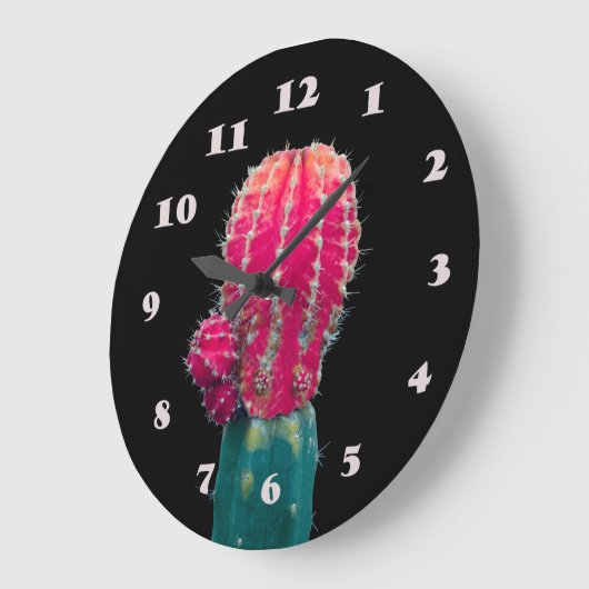 ピンクサボテンのフォトウォールクロック ラージ壁時計 (傾斜)