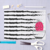 ピンクサボテンストライプのパターンデザイン 薄葉紙 (クラフト)