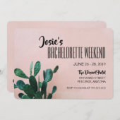 ピンクサボテンバチェロレッテ週末 招待状 (正面/裏面)