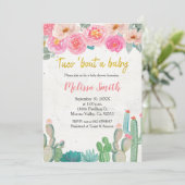 ピンクサボテンフローラベビーシャワータコバウトベビー 招待状 (スタンド正面)