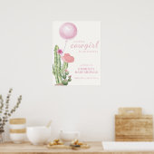 ピンクサボテン女性のカーボーイベビーシャワーウェルカム ポスター (キッチン)