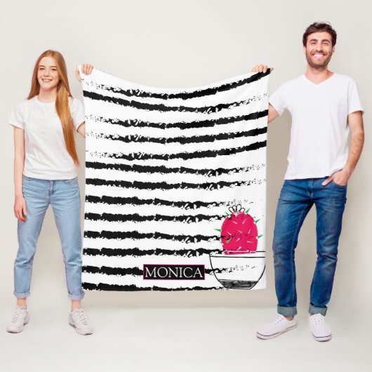 ピンクサボテン模様デザイン フリースブランケット (インサイチュ)