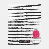 ピンクサボテン模様デザイン フリースブランケット (正面)