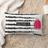 ピンクサボテン模様デザイン ランバークッション (ブランケット)