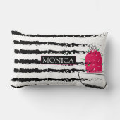 ピンクサボテン模様デザイン ランバークッション (正面)