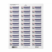 ピンクサボテン海軍ストライプバラおよび金ゴールドアドレス ラベル (フルシート)