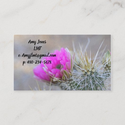 ピンクサボテン開花 名刺 (正面)