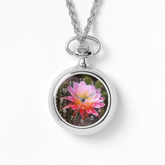 ピンクサボテン開花 腕時計 (正面)