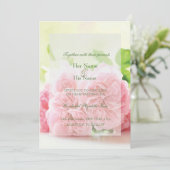 ピンクサマーエレガントバラ結婚式招待状 招待状 (スタンド正面)
