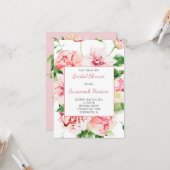 ピンクサマーガーデン牡丹、ダリア、バラブライダル カード (正面/裏面インサイチュ)