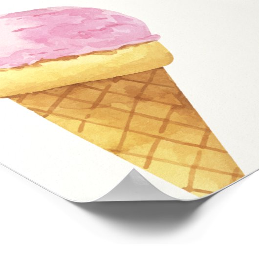 ピンクサマースクープアイスクリーム赤ちゃんシャワーへようこそ ポスター (角)