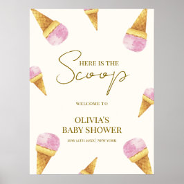 ピンクサマースクープアイスクリーム赤ちゃんシャワーへようこそ ポスター