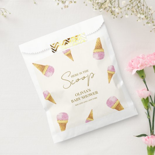 ピンクサマースクープアイスクリーム赤ちゃんシャワー フェイバーバッグ (封をした状態)