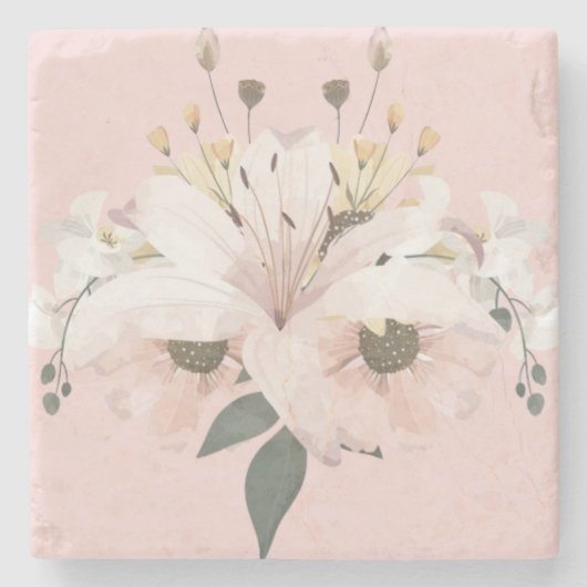 ピンクサマーフローラ ストーンコースター (正面)