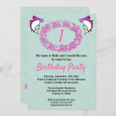 ピンクサメ&バラリース1st誕生日 招待状 (正面/裏面)