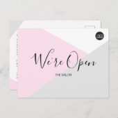 ピンクサロンのロゴWe's Open Covid-19 safety ポストカード (正面/裏面)