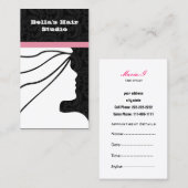 ピンクサロンの名刺(背面にアポイントメント) 予約カード (正面/裏面)